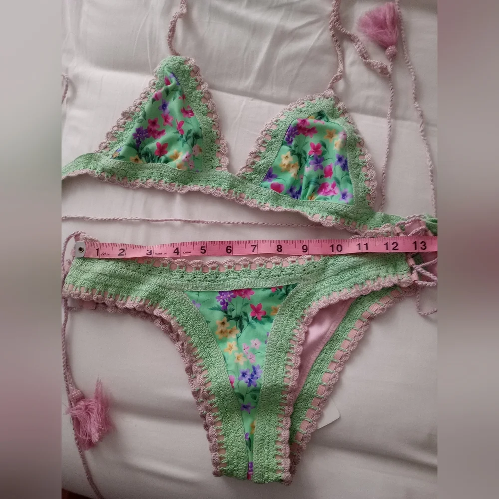 Rinikini Charlotte Lace Up Crochet Bikini Size Small - Picture 6 of 7